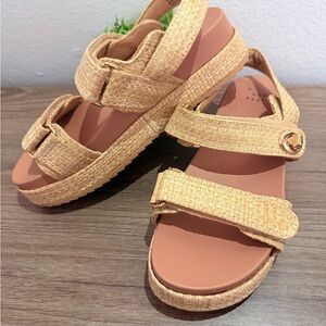 A New Day Tan Woven Strap Sandals